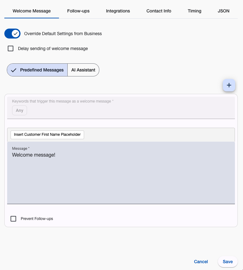Yelp Auto Respond Welcome Message Overview